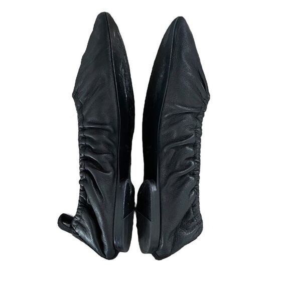 Rag & Bone Elly Black Leather Ballet Flats Ruching Size 39 - Picture 3 of 11